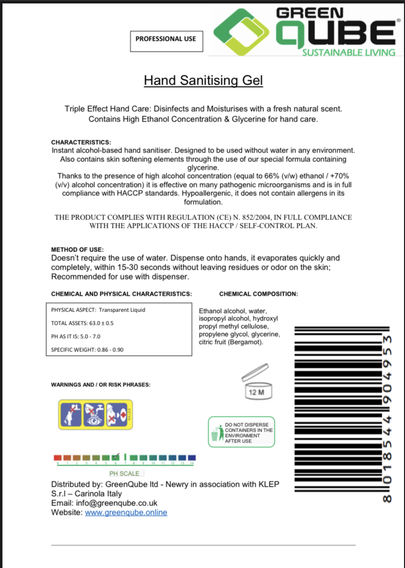 Hand Sanitiser Data Sheet