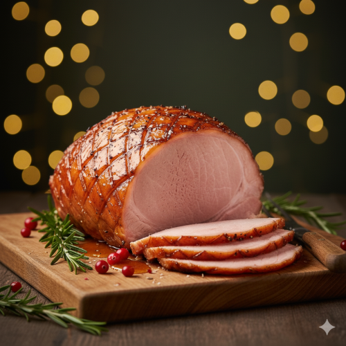 Cooked, Honey glazed ham